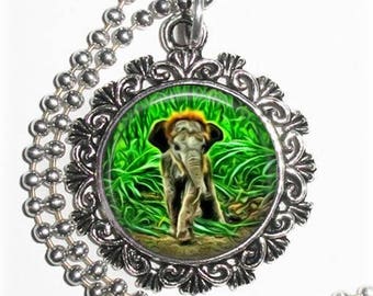 Baby Elephant Art Pendant, Lucky Resin Pendant, Animal Photography Art, Photo Pendant Charm