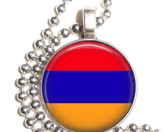 Armenia Flag Art Pendant, Earrings and/or Keychain, Round Photo Silver and Resin Charm Jewelry, Flag Earrings, Flag Key Fob