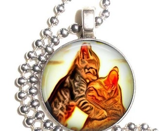 Pendentif les amateurs d’Art, Kitty s’embrasser chat Photo charme d’argent boucles d’oreilles résine, porte-clé ou collier de chat