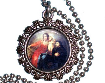 Madonna and Child with St Anthony of Padua Art, Pendant Resin Pendant, Andrea Celesti Art, Photo Pendant Charm