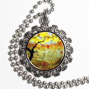 Apple Tree with Red Fruit Art Pendant, Nature Resin Pendant, Paul Ranson Art, Photo Pendant image 1