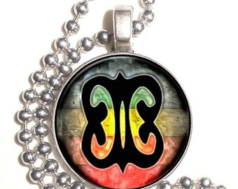 Imperishability and Endurance Art Photo Painting Silver Pendant, Chain Link West African Symbol, Resin Picture Nickel Coin Charm Necklace