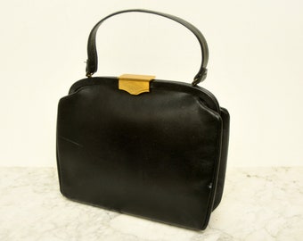 Leather Handbag Black with Gold