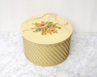 Wicker Sewing Box with Roses