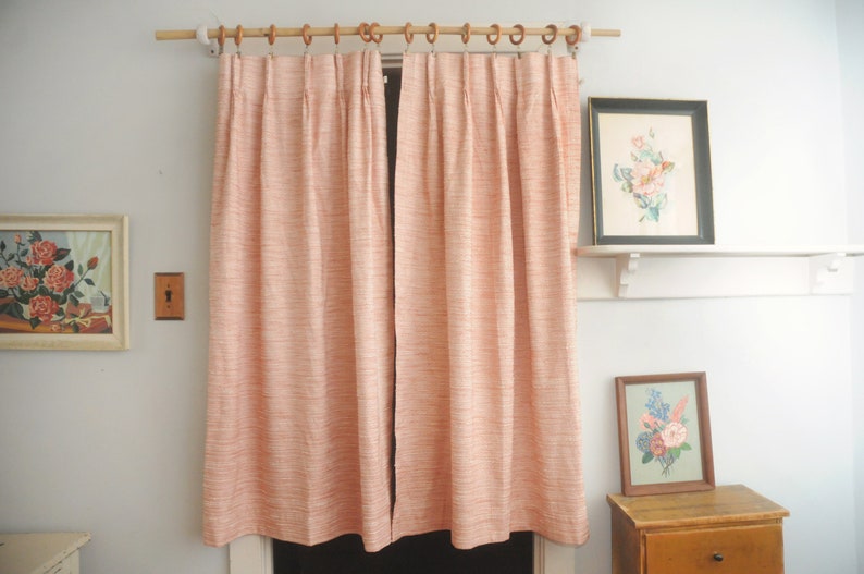 Pair Pink Sears Curtain Panels Made In Usa Etsy