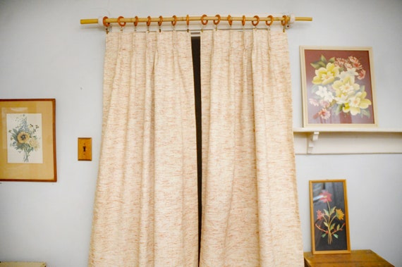 Pair Tweed Curtains Coral Burnt Orange Etsy