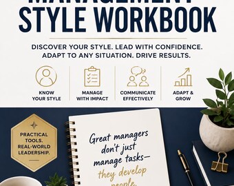 New Manager Management Style Workbook | Leadership Self Assessment & Manager Development Guide