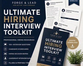 Ultimate Hiring Interview Toolkit | 100+ Interview Questions | Candidate Scorecard | Hiring Manager Templates | HR Forms | Digital Download