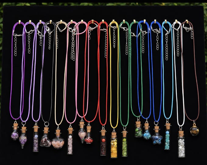 Handmade Mini Potion Bottle Crystal 18 inch Necklaces
