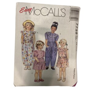 McCalls 7739 Macacão Infantil Tamanho 4 5 6 Sem Cortes 1995