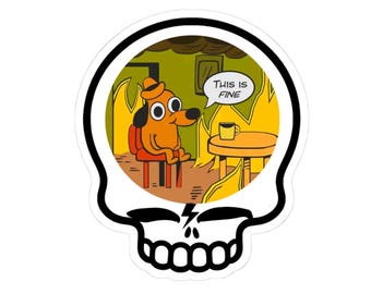Skull Bolt Vinyl Sticker | This is Fine Meme