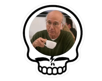 Vinylsticker met doodskop en bliksem | Larry David Curb