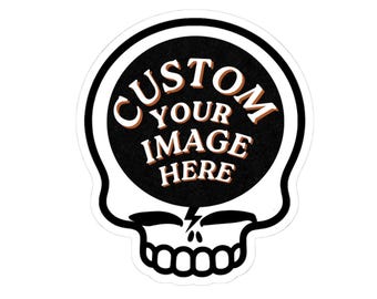 Vinylsticker met doodskop en bliksemschicht | Personaliseer met je eigen foto/logo/afbeelding