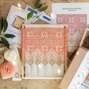 Blossom: Weave by Number. Frame Weaving Kit. Supplies + Instructions.