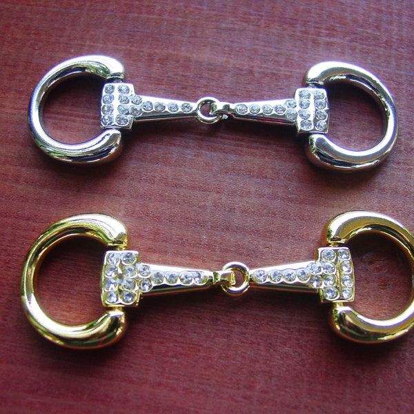 EQUESTRIAN Bling Horse Decorative Shoe Jewelry Snaffle Bit Buckle Plate with CZ Stones Inlay set of 2 Pieces