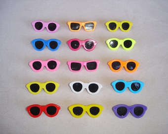 Mini pines vintage de gafas de sol, pines de solapa de plástico retro de los años 80 (12 piezas)