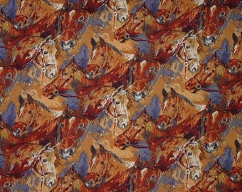 Alexander Henry Horse Fabric Equestrian Collection Horse Head Collage Classic Vintage  Rare 1995