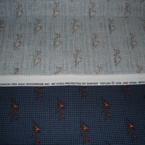 Fox Horse Hunt Scene Equestrian Fabric OOP Anju Woodbridge New York Rare & OOP Blue New image 3