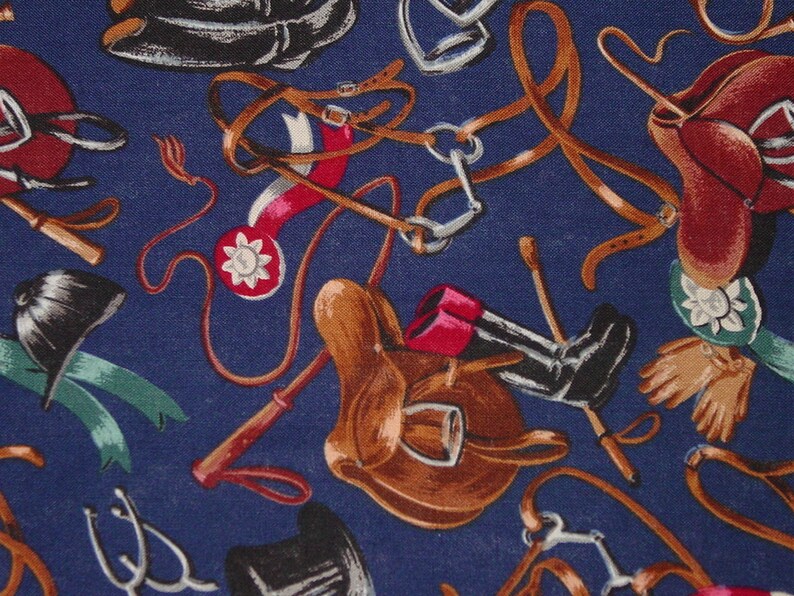 Robert Kaufman Equestrian Fabrics Horse Riding Tack Navy Blue Etsy