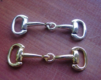 EQUESTRIAN Horse Decorative Snaffle Bit Buckle set of 2 Pieces Silver and Gold Now Available