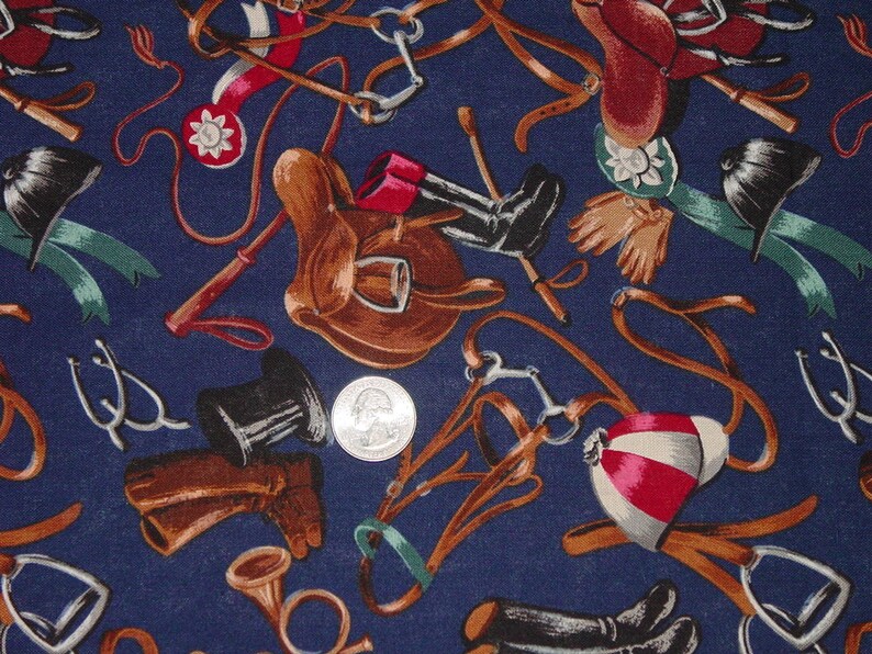 Robert Kaufman Equestrian Fabrics Horse Riding Tack Navy Blue Etsy