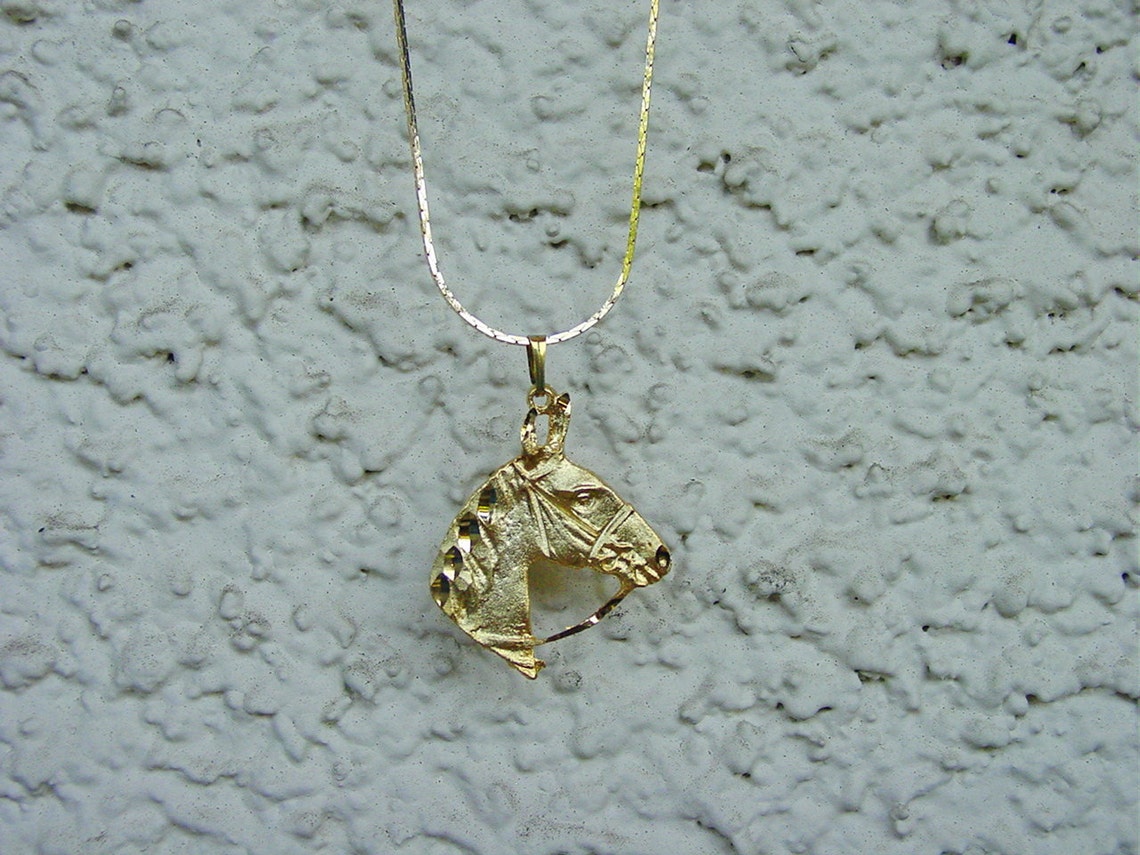 Horse Head Equestrian Jewelry Pendant with 18 Chain Etsy