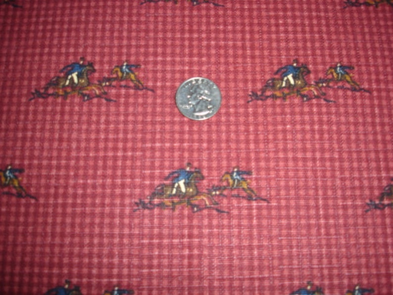 Fox Horse Hunt Scene Equestrian Fabric OOP Anju Woodbridge New York Rare & OOP Blue New image 5