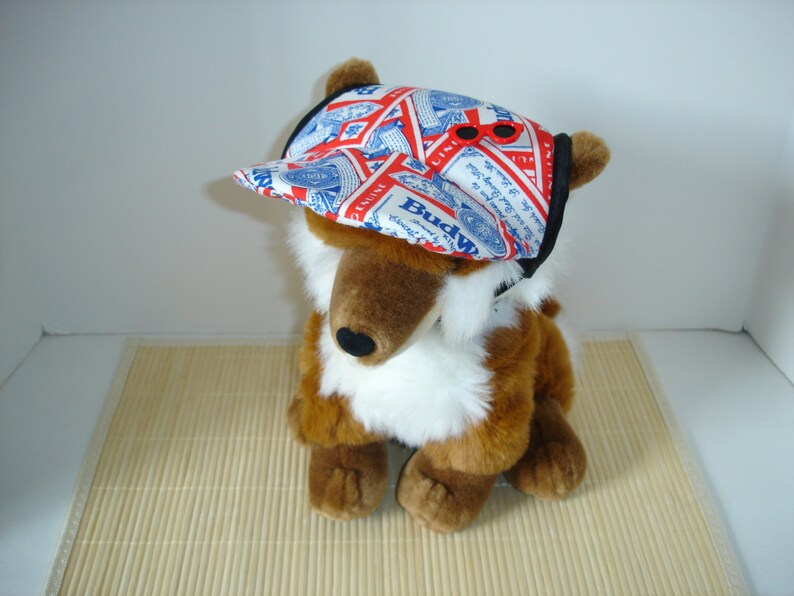 Dog Hat Budweiser Fabric,Dog Accessories Size Medium Handcrafted in the USA World Famous Kool Dog Hats Stay On