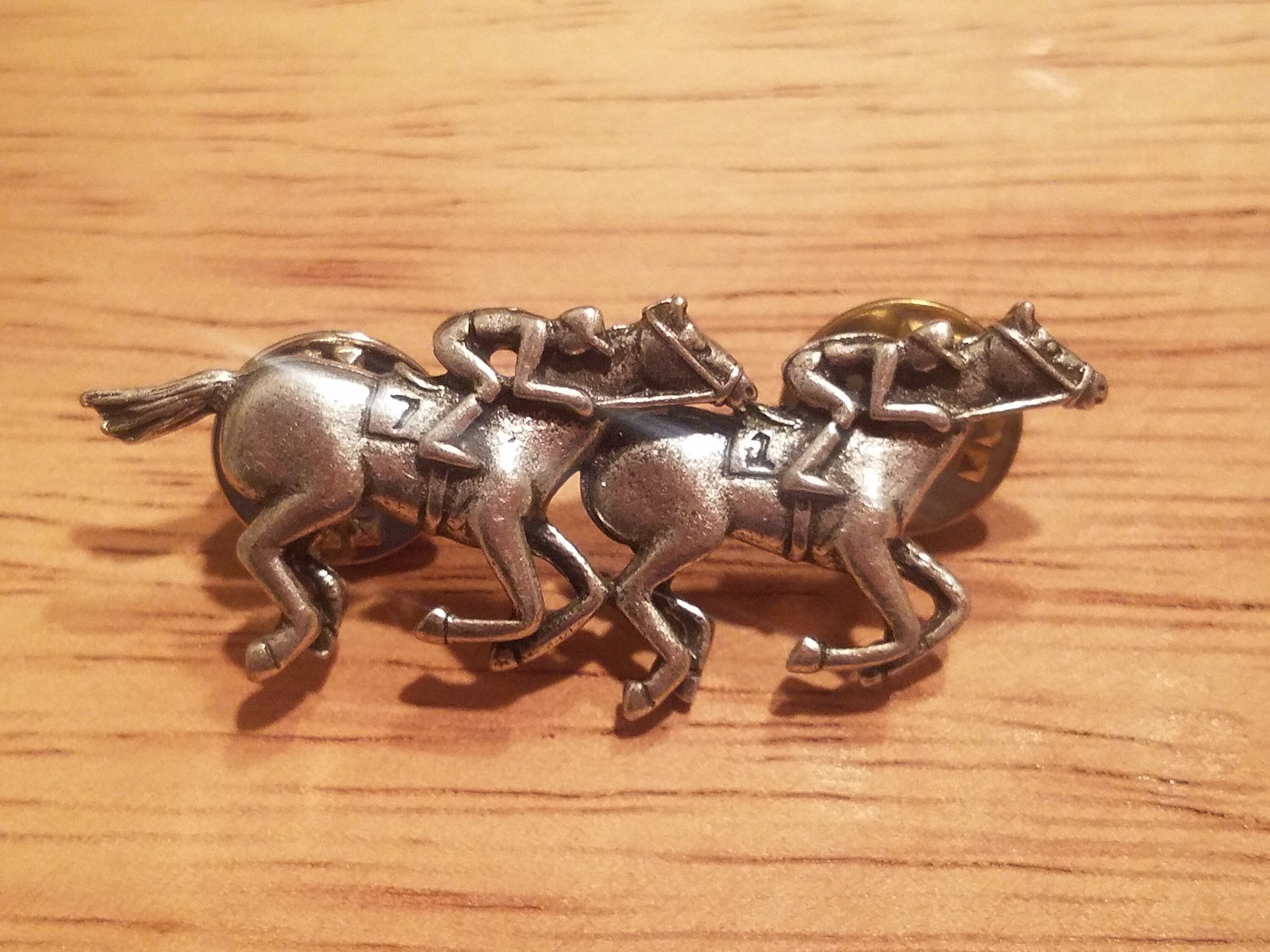 Kentucky Derby Double Horse Racing Pewter Jewelry Pin Brooch Etsy