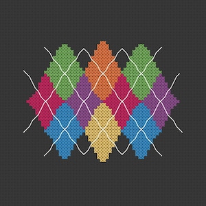PDF Pattern Cross Stitch Sampler Quilt Block Argyle Easy Beginner