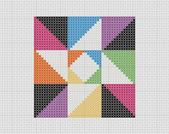 PDF Pattern Cross Stitch Sampler Quilt Block Star Easy Beginner