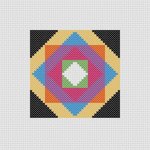 Cross Stitch PDF Pattern Quilt Block Colorful Easy Beginner