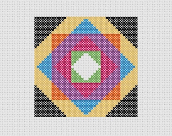 Kreuzstich PDF Anleitung Quilt Block Bunt Einfach Anfänger
