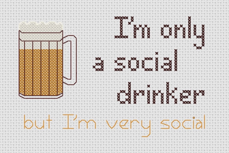 Funny Cross Stitch Sampler PDF Pattern Drinking Beer image 1