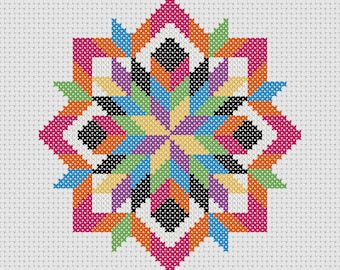 Cross Stitch PDF Pattern Quilt Block Easy Beginner