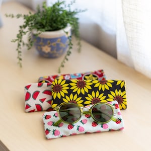 Handmade Cotton Eyeglasses Case: Felt Lined Sunglasses Pouch