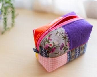 Patchwork Pink/Purple Makeup Bag (travel bag, toiletry bag, misc bag, etc)