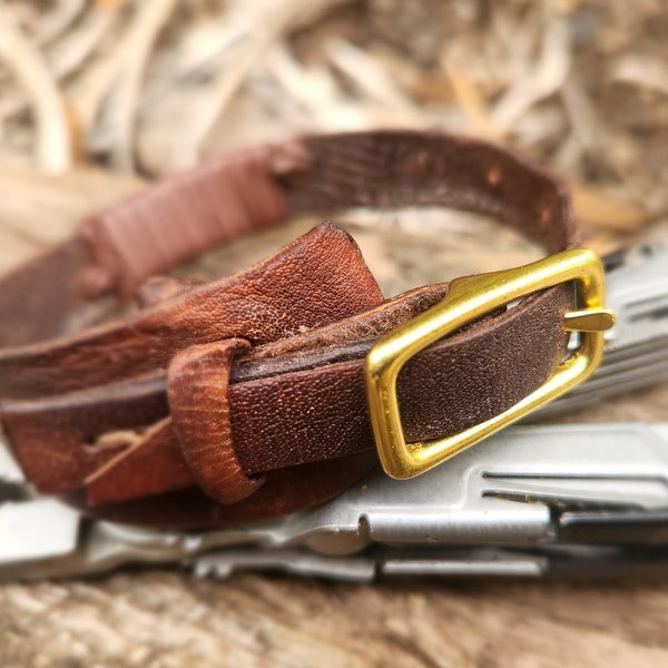 Kangaroo Tail Leather & Brass Buckle Bracelet