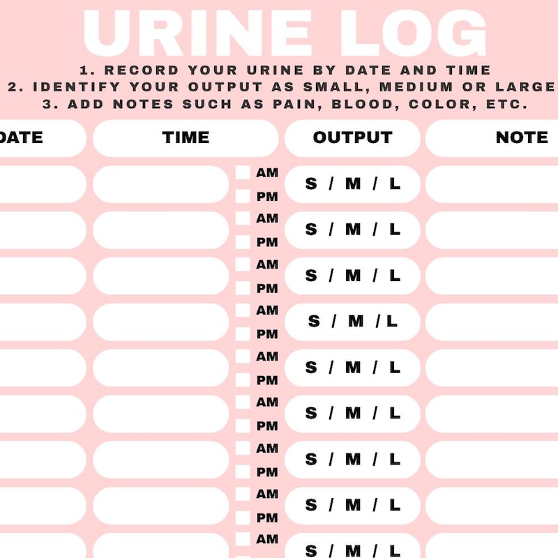 Urine Tracking Sheet - Etsy