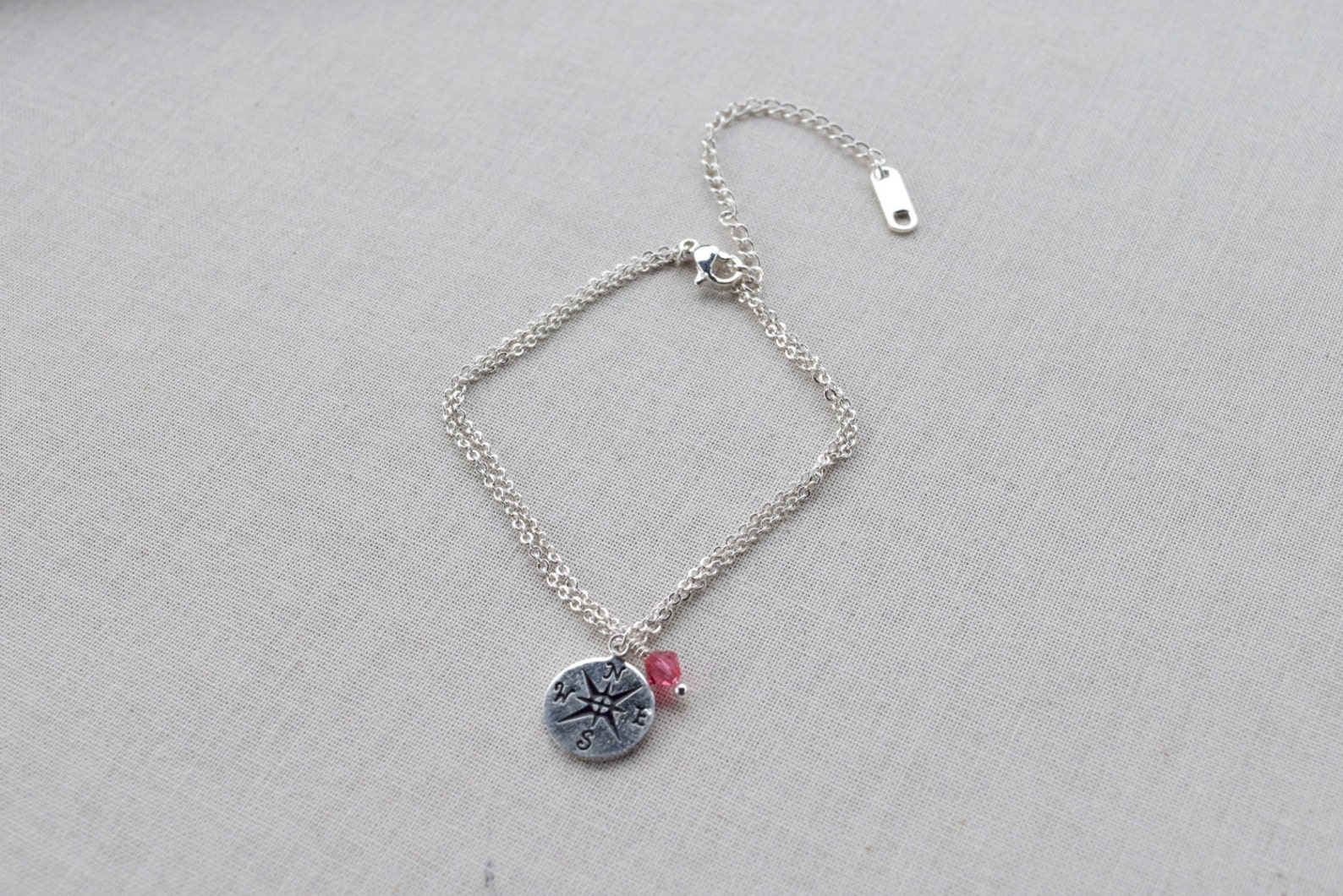Dainty Silver Compass Bracelet with a Genuine Swarovski Etsy