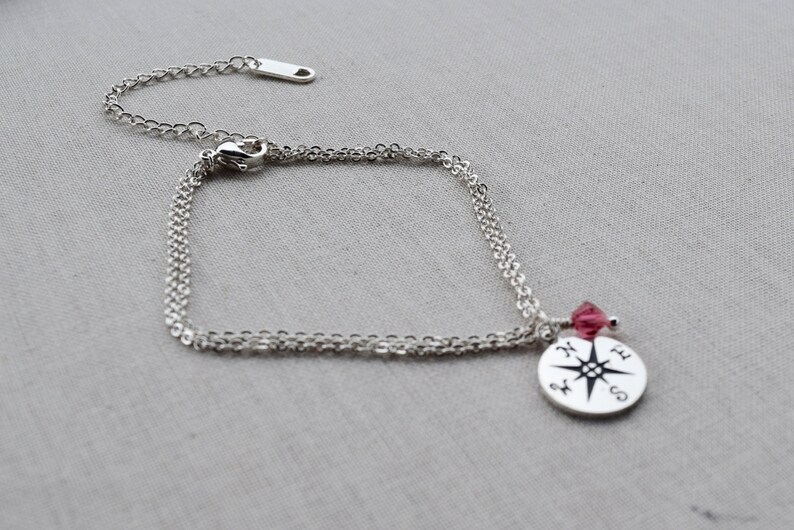 Dainty Silver Compass Bracelet with a Genuine Swarovski Etsy