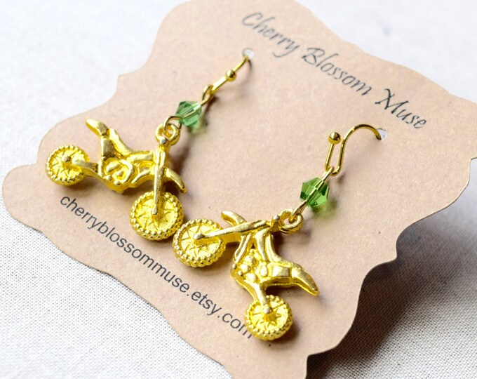 Kawasaki Green and Gold Dirt Bike Earrings Etsy