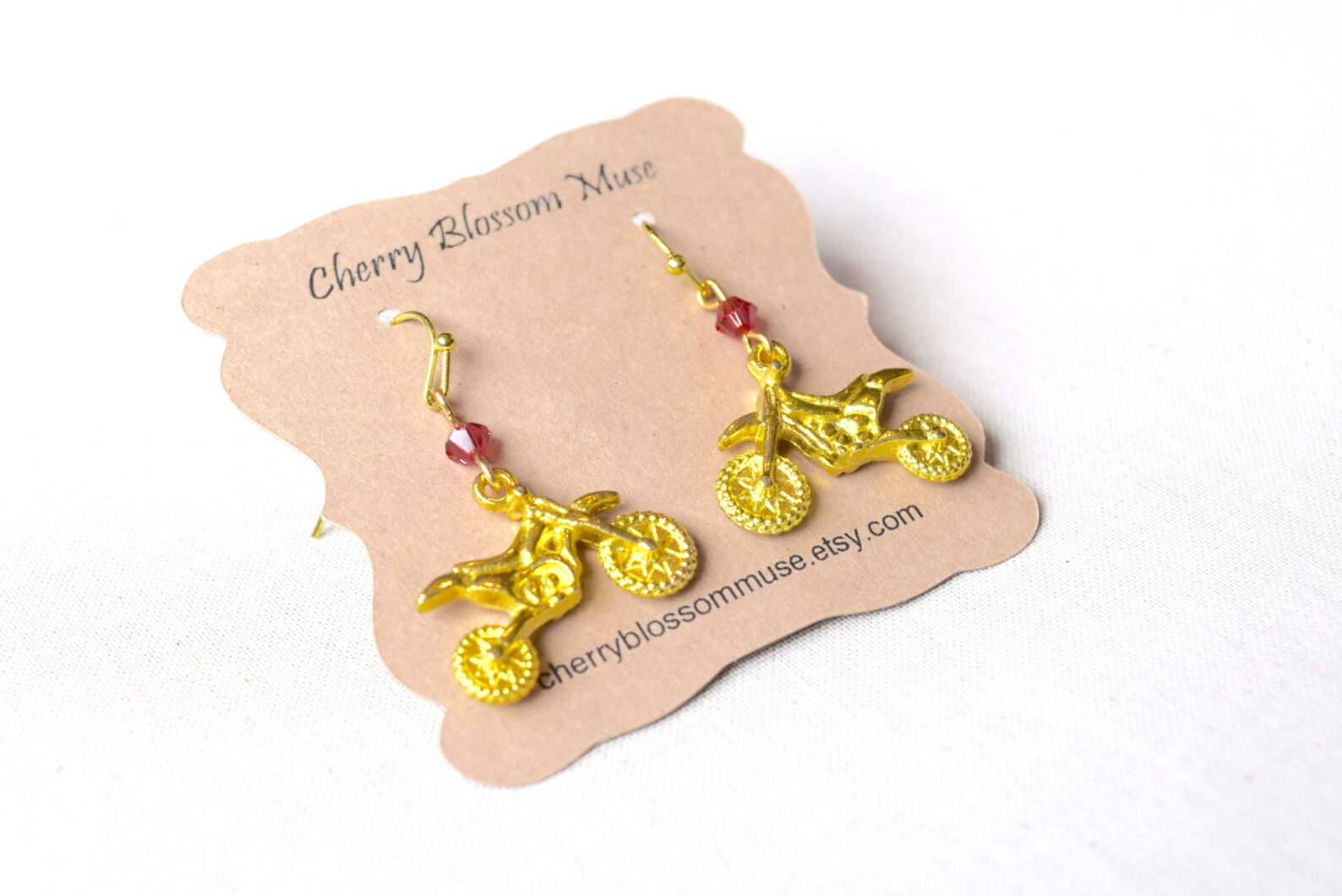 Pink and Gold Dirt Bike Earrings Etsy