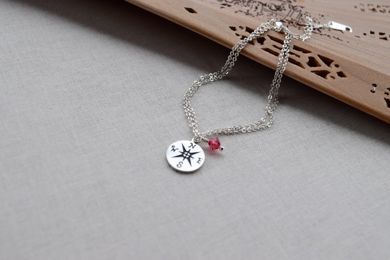 Dainty Silver Compass Bracelet with a Genuine Swarovski Etsy