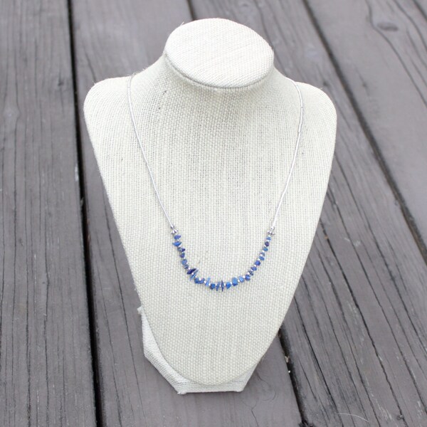 Clearance / Sale - Blue Lapiz and Sterling Silver Beaded Necklace