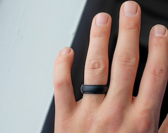 Black Silicone Ring | Mens Wedding Band | Silicone Ring | Black Silicone Band | Electrician Ring | Rubber Rings | Anniversary Gift Husband