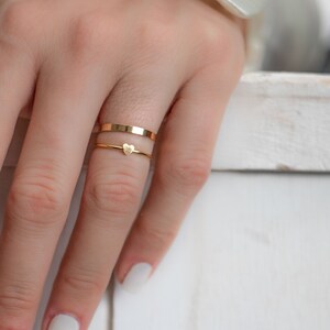 Dainty 14k Gold Filled Heart Ring - Minimalist Stacking Ring
