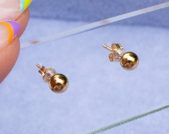 14k Gold Filled Ball Stud Earrings, 4mm Gold Sleeper earrings, Unisex Earrings, Everyday Stud Earrings, Minimalist jewelry