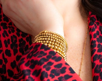 Gold Bead Bracelet | 4 mm Gold Beaded Bracelet | 14K Gold Filled Bracelet | Gold Minimalist Bracelet | Stackable Bracelet | Stretch Bracelet