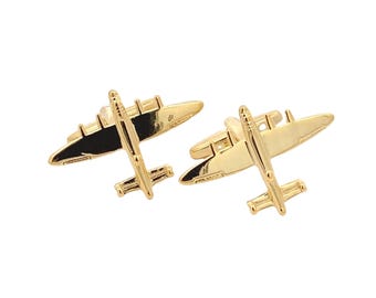 Gold Airplane Cufflinks: Lancaster Plane Cuff Links